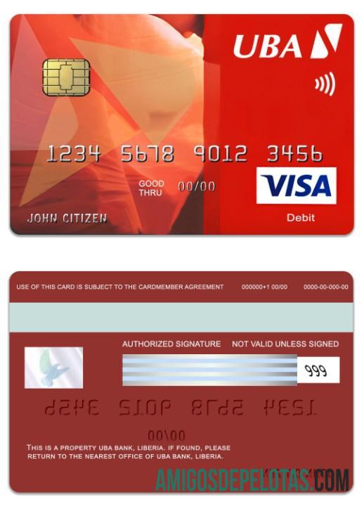 Liberia UBA Bank Visa Classic Debit Card download for verification